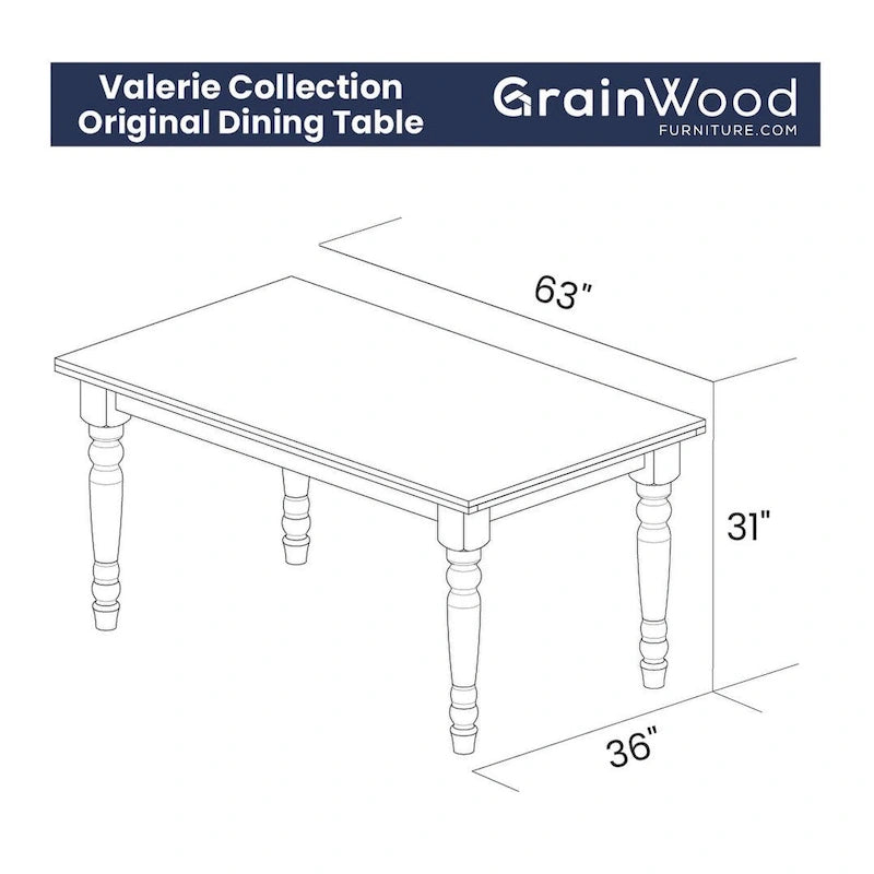 63-inch Solid Wood Dining Table