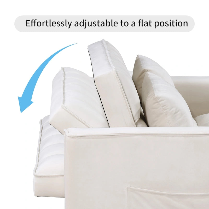 Klassisches 55-Zoll-Zweisitzersofa mit Ausziehfunktion, Knopfheftung und Schlaffunktion – 55W x 68L x 20H