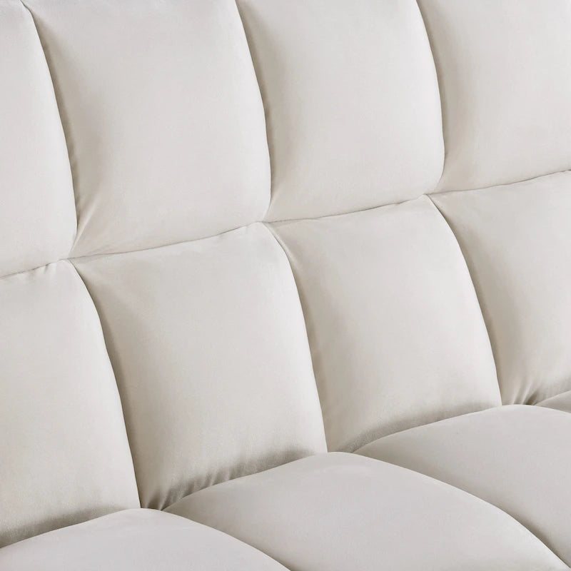 Klassisches 55-Zoll-Zweisitzersofa mit Ausziehfunktion, Knopfheftung und Schlaffunktion – 55W x 68L x 20H