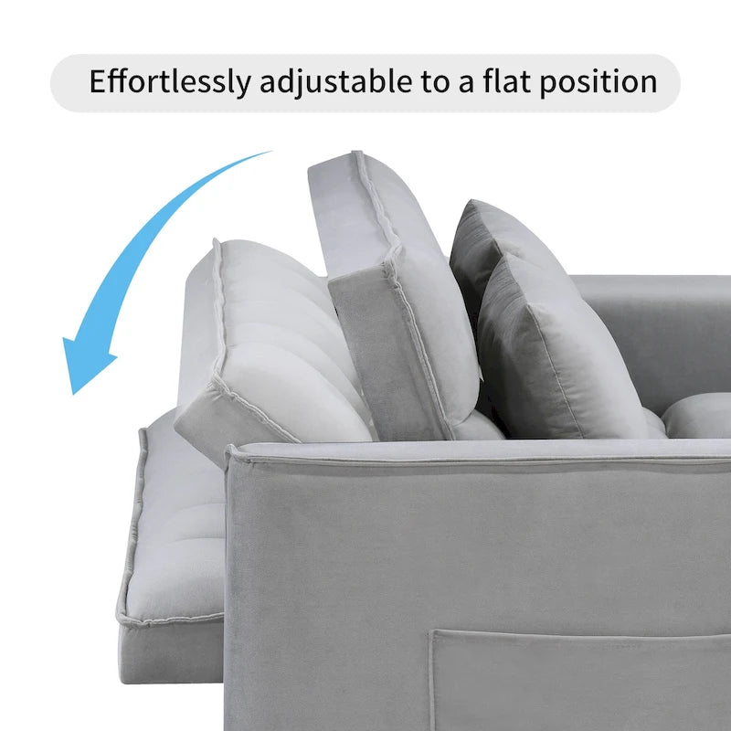 Klassisches 55-Zoll-Zweisitzersofa mit Ausziehfunktion, Knopfheftung und Schlaffunktion – 55W x 68L x 20H