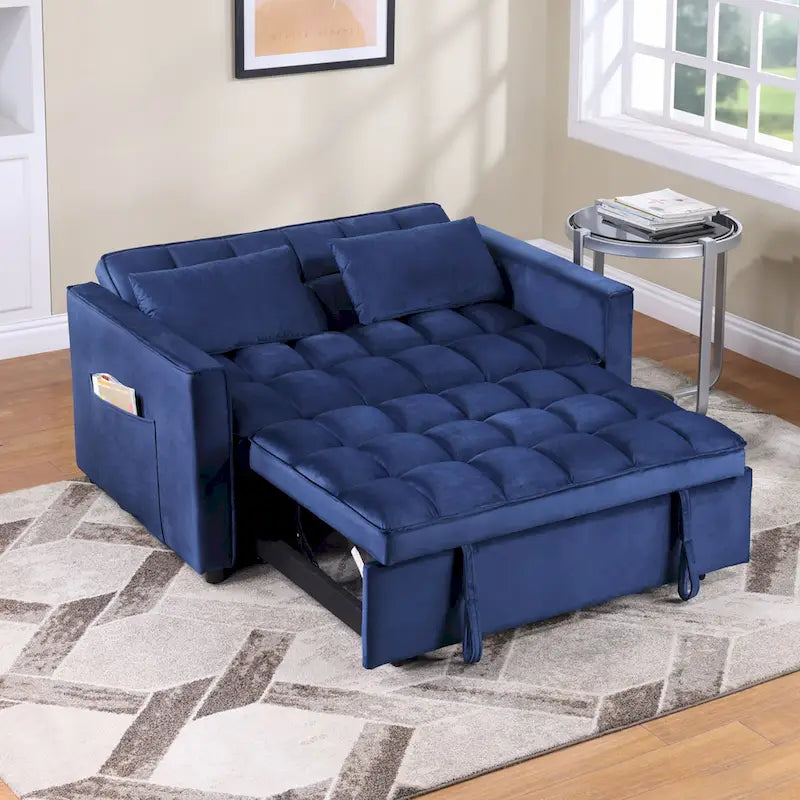 Klassisches 55-Zoll-Zweisitzersofa mit Ausziehfunktion, Knopfheftung und Schlaffunktion – 55W x 68L x 20H
