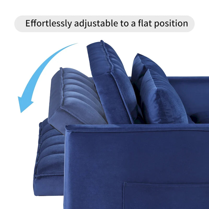 Klassisches 55-Zoll-Zweisitzersofa mit Ausziehfunktion, Knopfheftung und Schlaffunktion – 55W x 68L x 20H