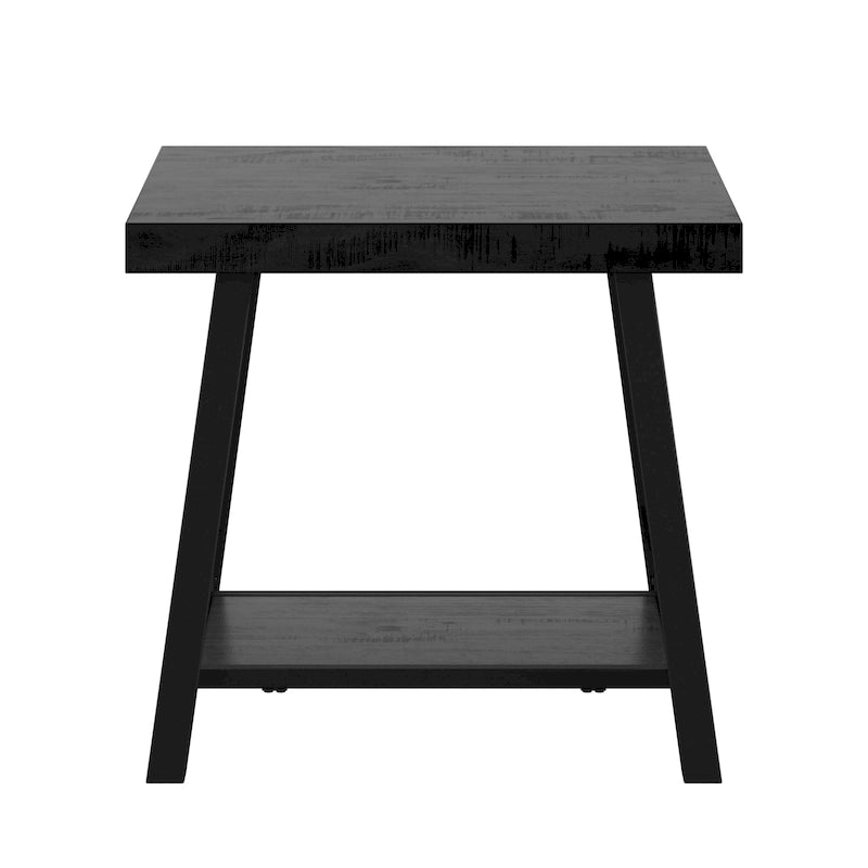 Rustic X-Base End Table with Shelf