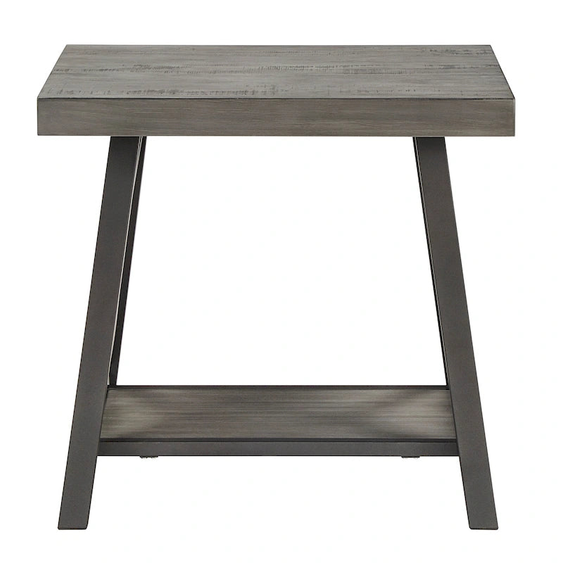 Rustic X-Base End Table with Shelf