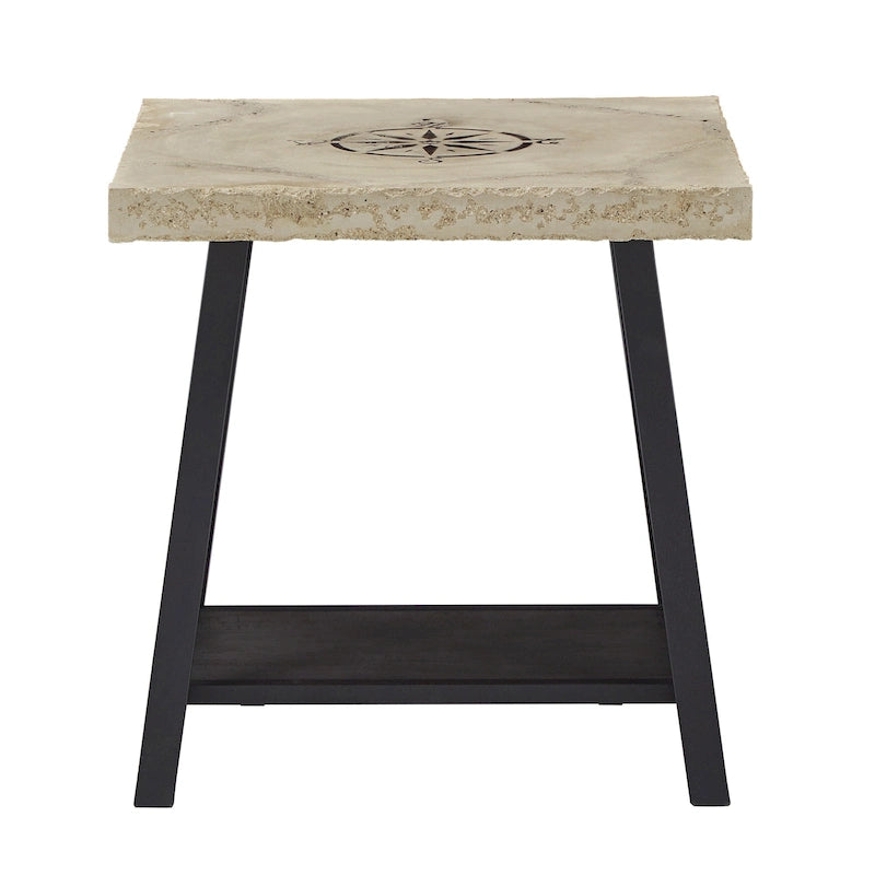 Rustic X-Base End Table with Shelf