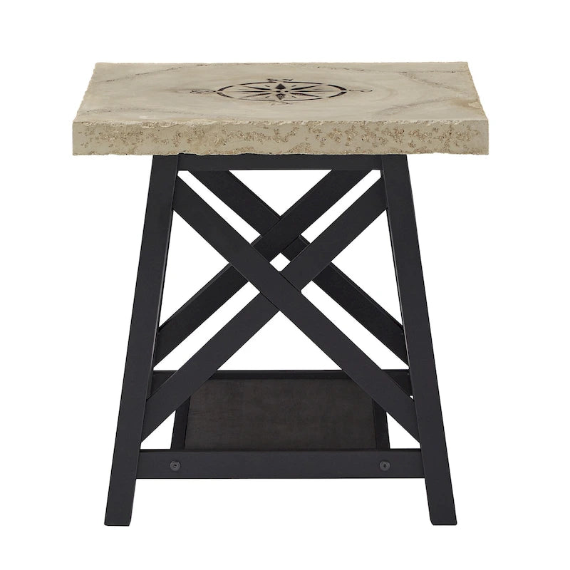 Rustic X-Base End Table with Shelf