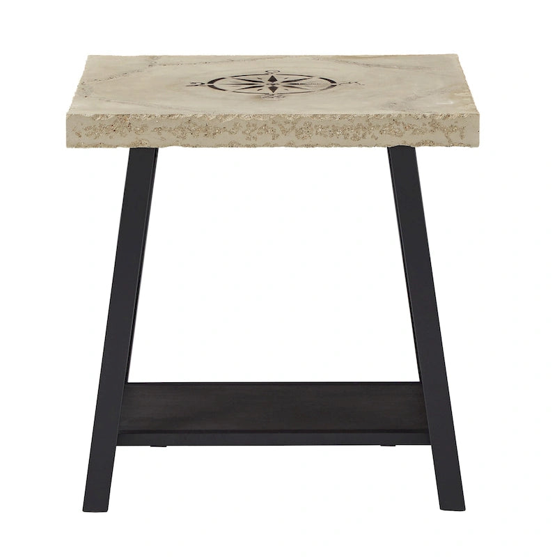 Rustic X-Base End Table with Shelf