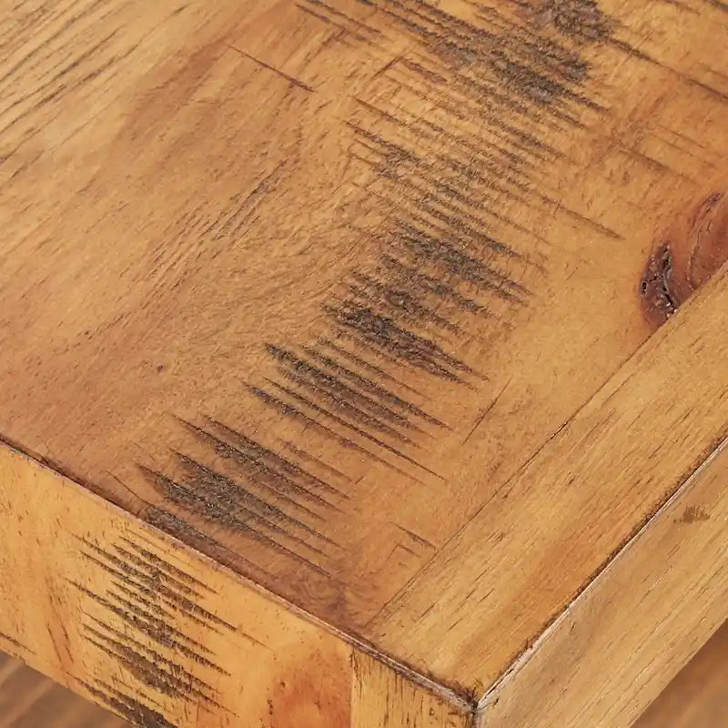 Rustic X-Base End Table with Shelf