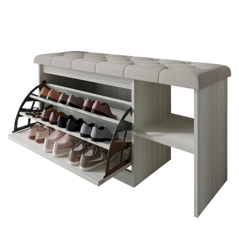 CraftPorch Multifunctional Flip-Drawer Storage Shoes Bench