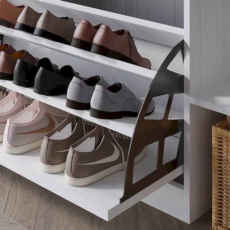 Multifunktionale Schuhbank mit Klappschublade und Stauraum