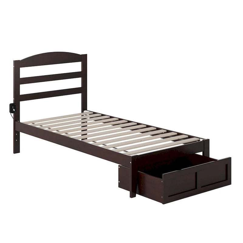 Platform Bed with Foot Drawer and Charging Station