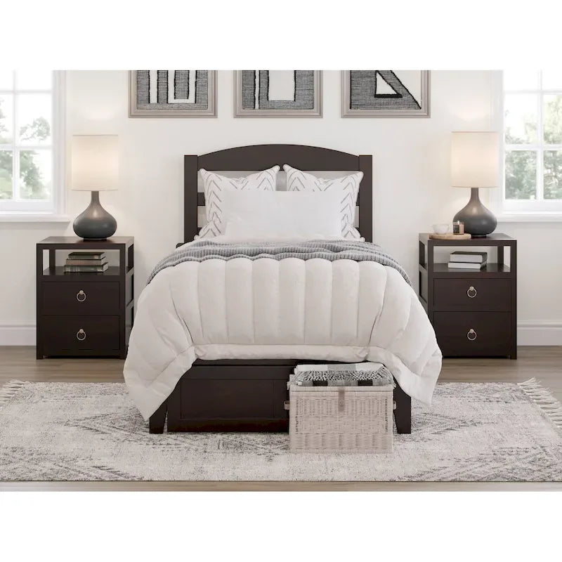 Platform Bed with Foot Drawer and Charging Station