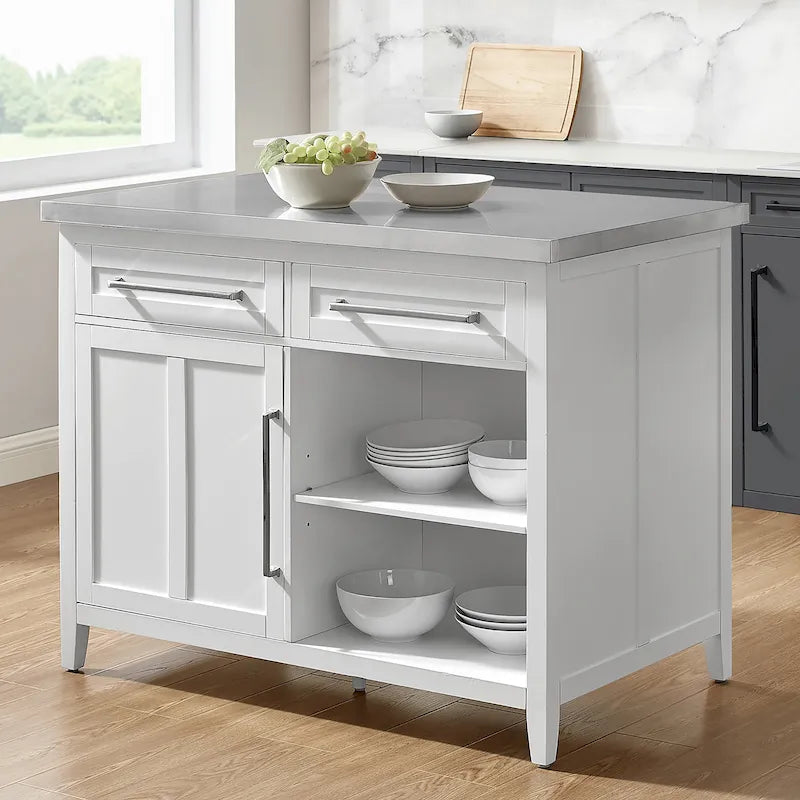 Crosley Silvia Stainless Steel Top Kitchen Island - 28d x 46w x 36.5h