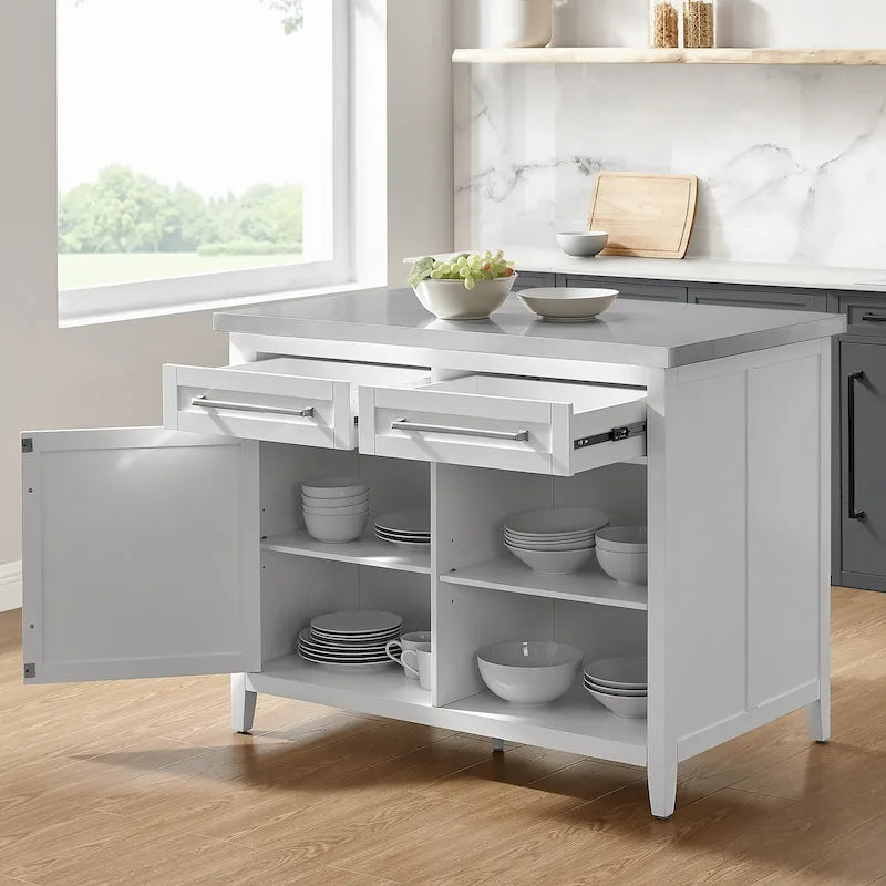 Kuchyňský ostrůvek s horní deskou z nerezové oceli - 28d x 46š x 36.5v