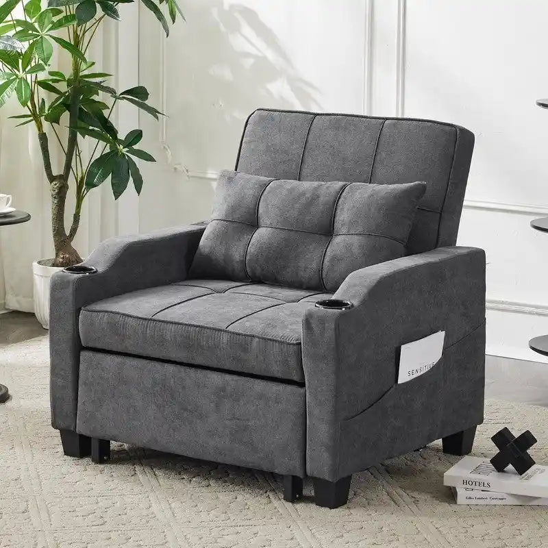 Schlafsessel, Schlafsofa-Sessel 3-in-1, verstellbarer Relaxsessel, Sessel, Sofa, Bett, Leinen