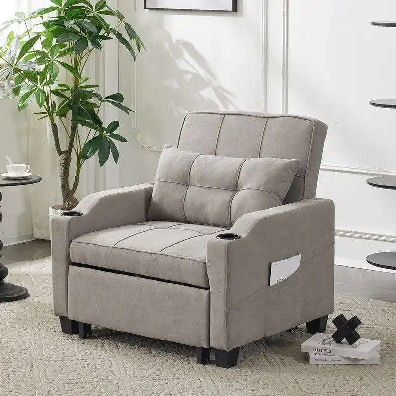 Schlafsessel, Schlafsofa-Sessel 3-in-1, verstellbarer Relaxsessel, Sessel, Sofa, Bett, Leinen