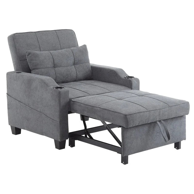 Schlafsessel, Schlafsofa-Sessel 3-in-1, verstellbarer Relaxsessel, Sessel, Sofa, Bett, Leinen