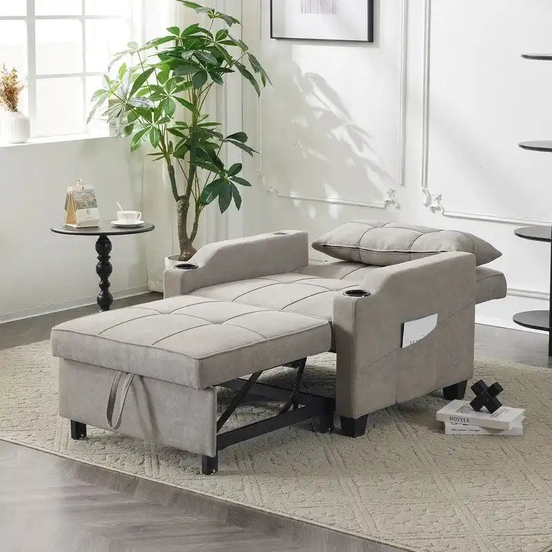 Schlafsessel, Schlafsofa-Sessel 3-in-1, verstellbarer Relaxsessel, Sessel, Sofa, Bett, Leinen