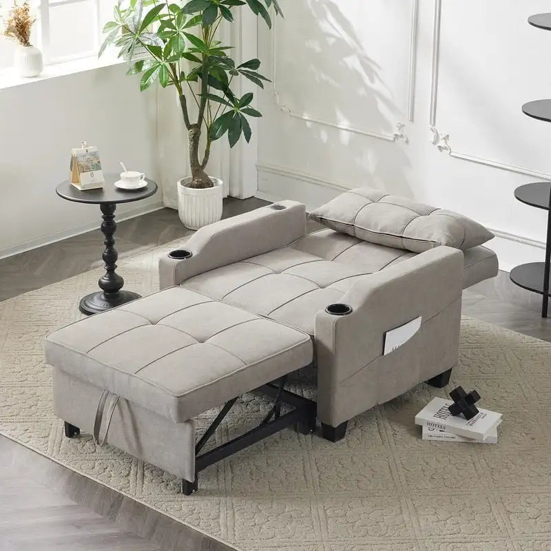 Schlafsessel, Schlafsofa-Sessel 3-in-1, verstellbarer Relaxsessel, Sessel, Sofa, Bett, Leinen
