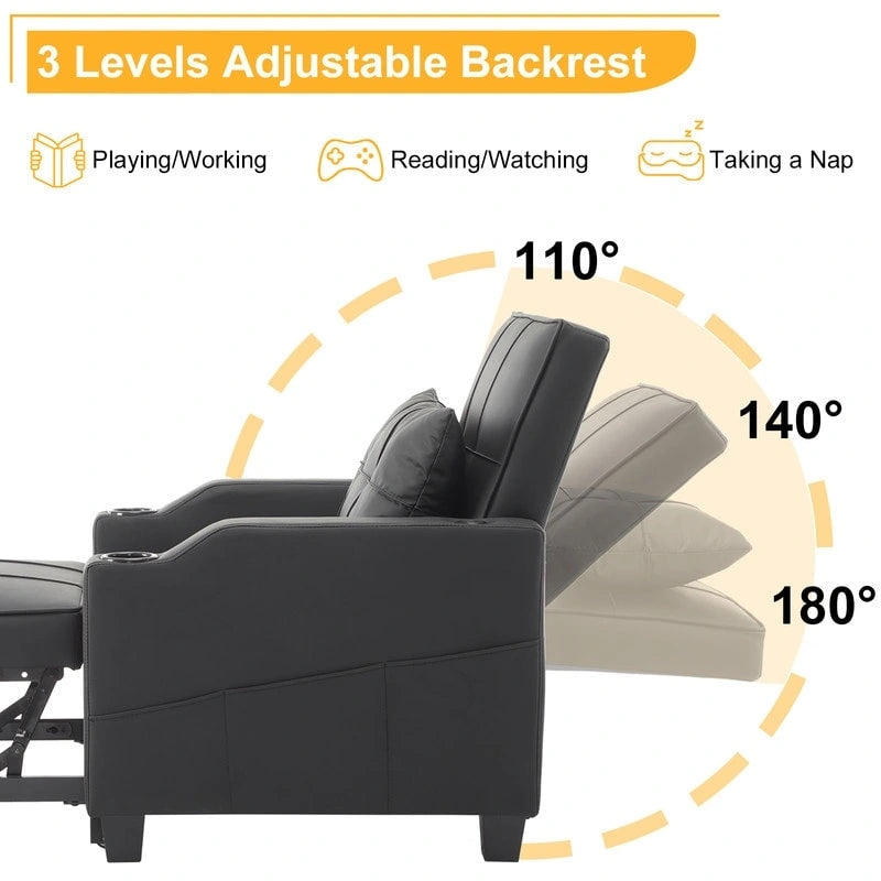 Schlafsessel, Schlafsofa-Sessel 3-in-1, verstellbarer Relaxsessel, Sessel, Sofa, Bett, Leinen
