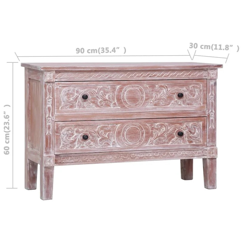 Sideboard with 2 Drawers 35.4x11.8x23.6 Solid Mahogany Wood