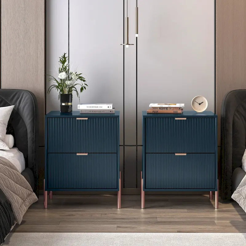 Comodino moderno a 2 cassetti, tavolino da letto, tavolino laterale