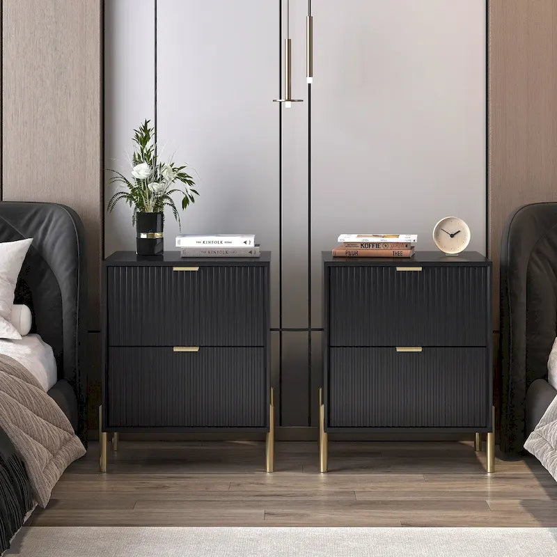 Comodino moderno a 2 cassetti, tavolino da letto, tavolino laterale