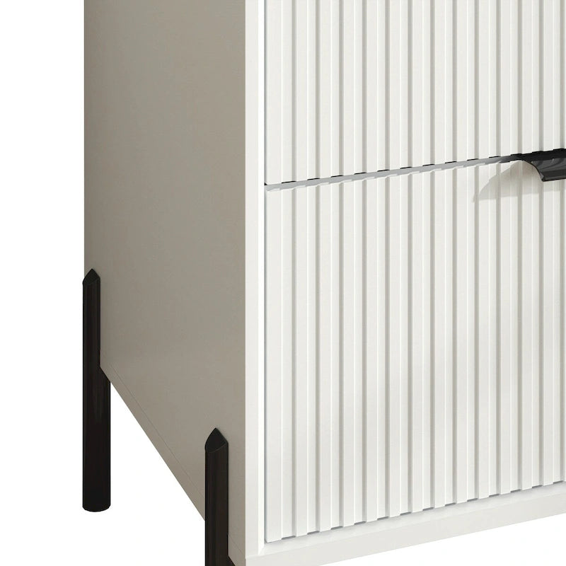 Comodino moderno a 2 cassetti, tavolino da letto, tavolino laterale