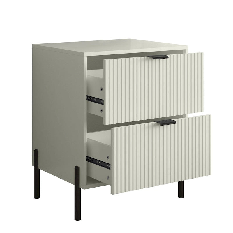 Comodino moderno a 2 cassetti, tavolino da letto, tavolino laterale