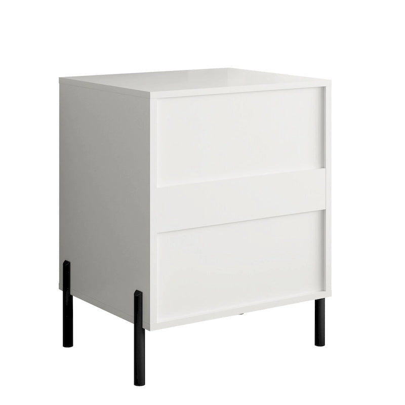 Comodino moderno a 2 cassetti, tavolino da letto, tavolino laterale