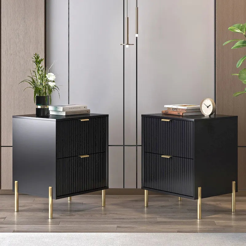 Comodino moderno a 2 cassetti, tavolino da letto, tavolino laterale