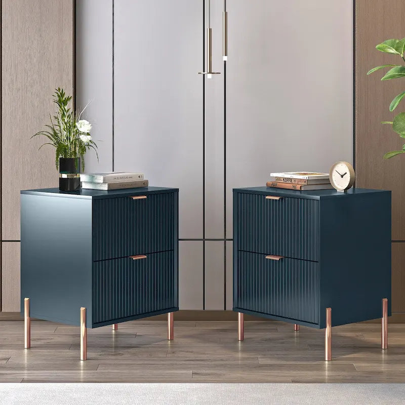 Comodino moderno a 2 cassetti, tavolino da letto, tavolino laterale
