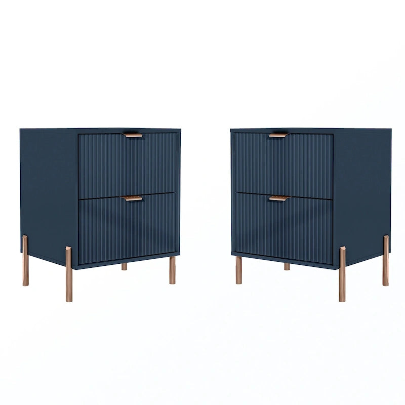 Comodino moderno a 2 cassetti, tavolino da letto, tavolino laterale