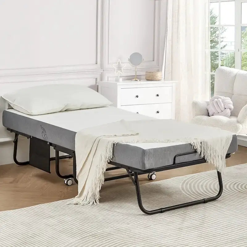 Folding Bed with Memory Foam Mattress: Portable foldable guest bed for adults with luxurious 5-inch memory foam mattress