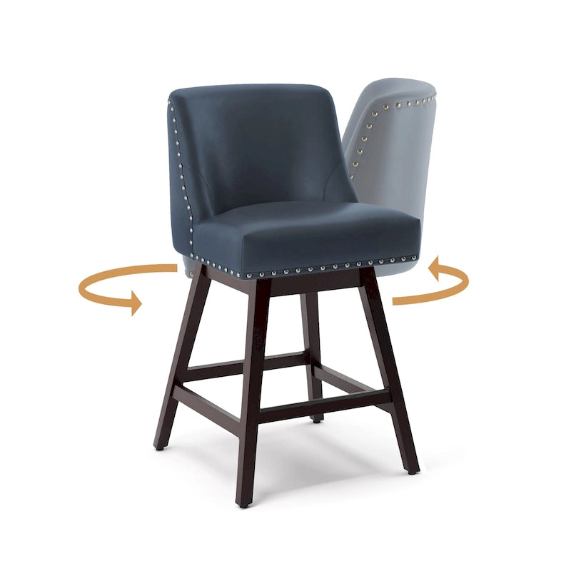 26 in. Counter Height Bar Stools Upholstered Wood Frame Swivel Bar Stool with Farbic Seat Set of 3
