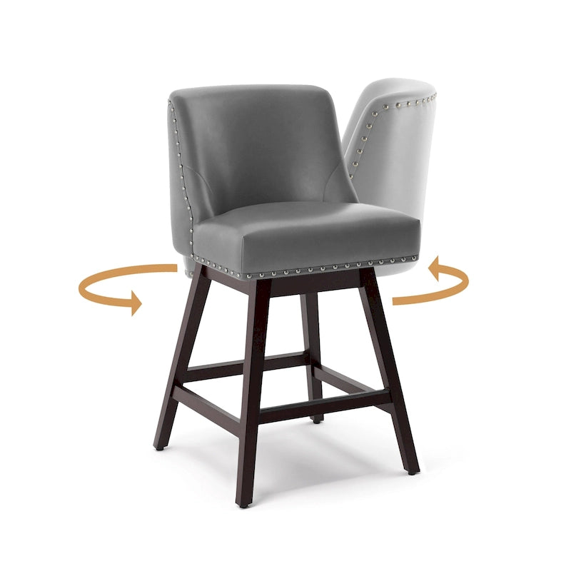 26 in. Counter Height Bar Stools Upholstered Wood Frame Swivel Bar Stool with Farbic Seat Set of 3