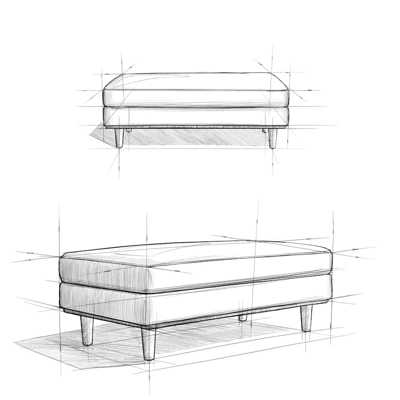 49 inch Wide Mid-Century Modern Table Ottoman