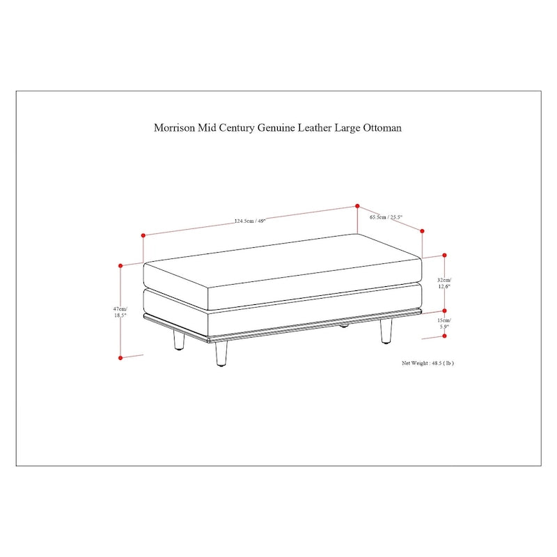 49 inch Wide Mid-Century Modern Table Ottoman