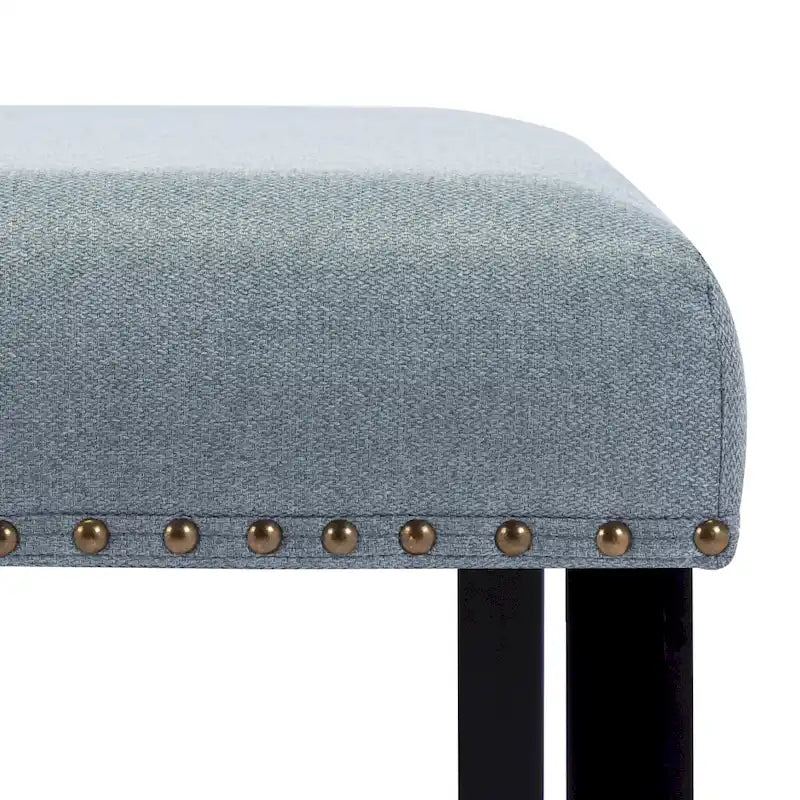 Modern 44 L Nailhead Trim Upholstered Bench with Wood Legs
