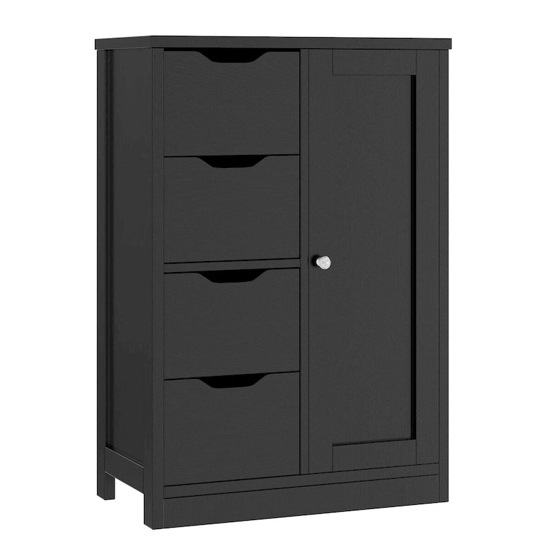 Bathroom Floor Storage Cabinet, Freestanding Pantry Cabinet with 4 Drawers and 1 Door