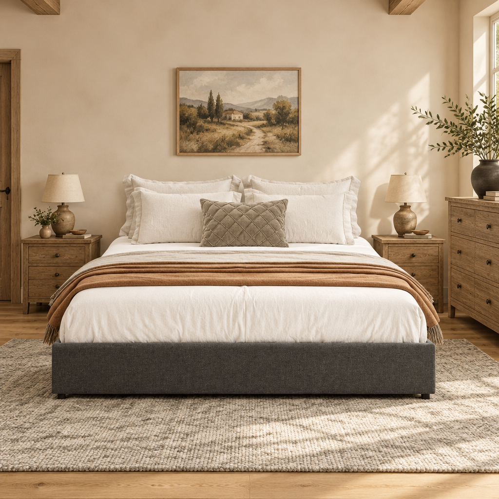 Platform Bed Frame, with 4 Storage Drawers