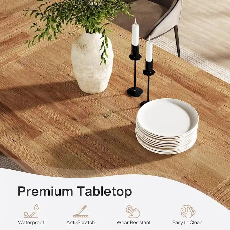 Eettafel in landelijke stijl van 71 inch voor 6-8 personen met massief onderstel