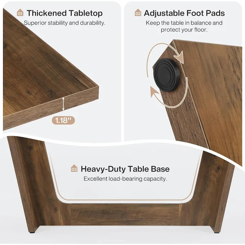 Eettafel in landelijke stijl van 71 inch voor 6-8 personen met massief onderstel