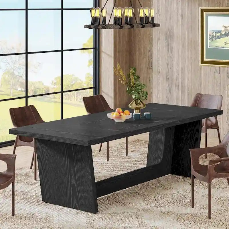 Eettafel in landelijke stijl van 71 inch voor 6-8 personen met massief onderstel